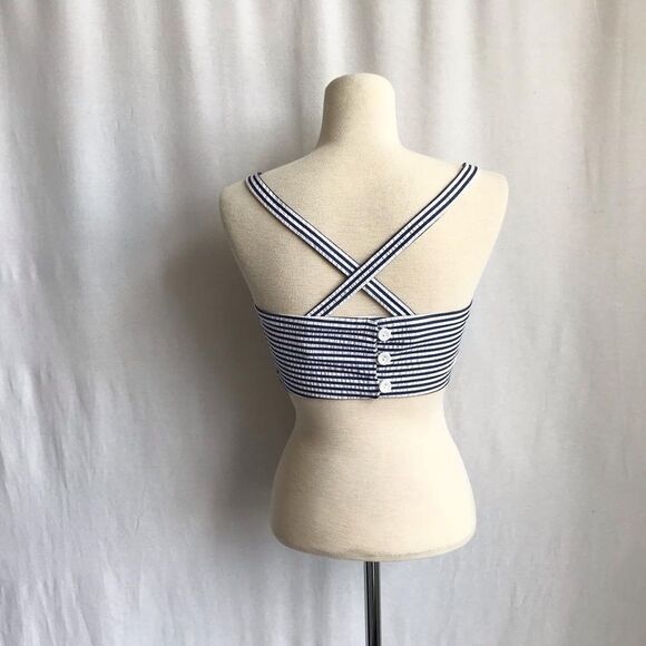 Club Monaco stripe seersucker crop top size 00 - Picture 6 of 11